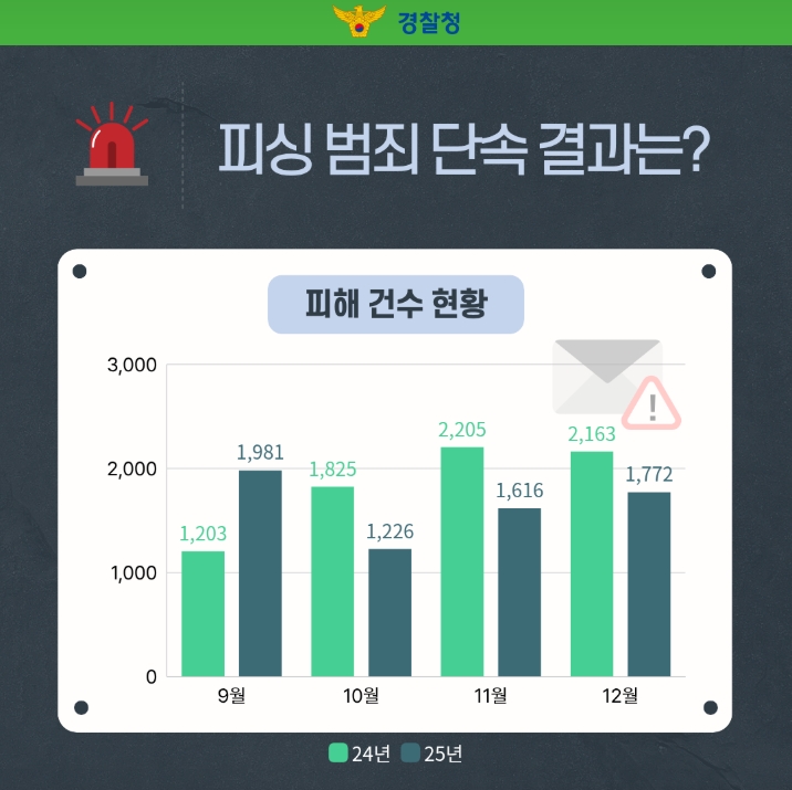 피싱 범죄 단속 결과는?
피해 건수 현황